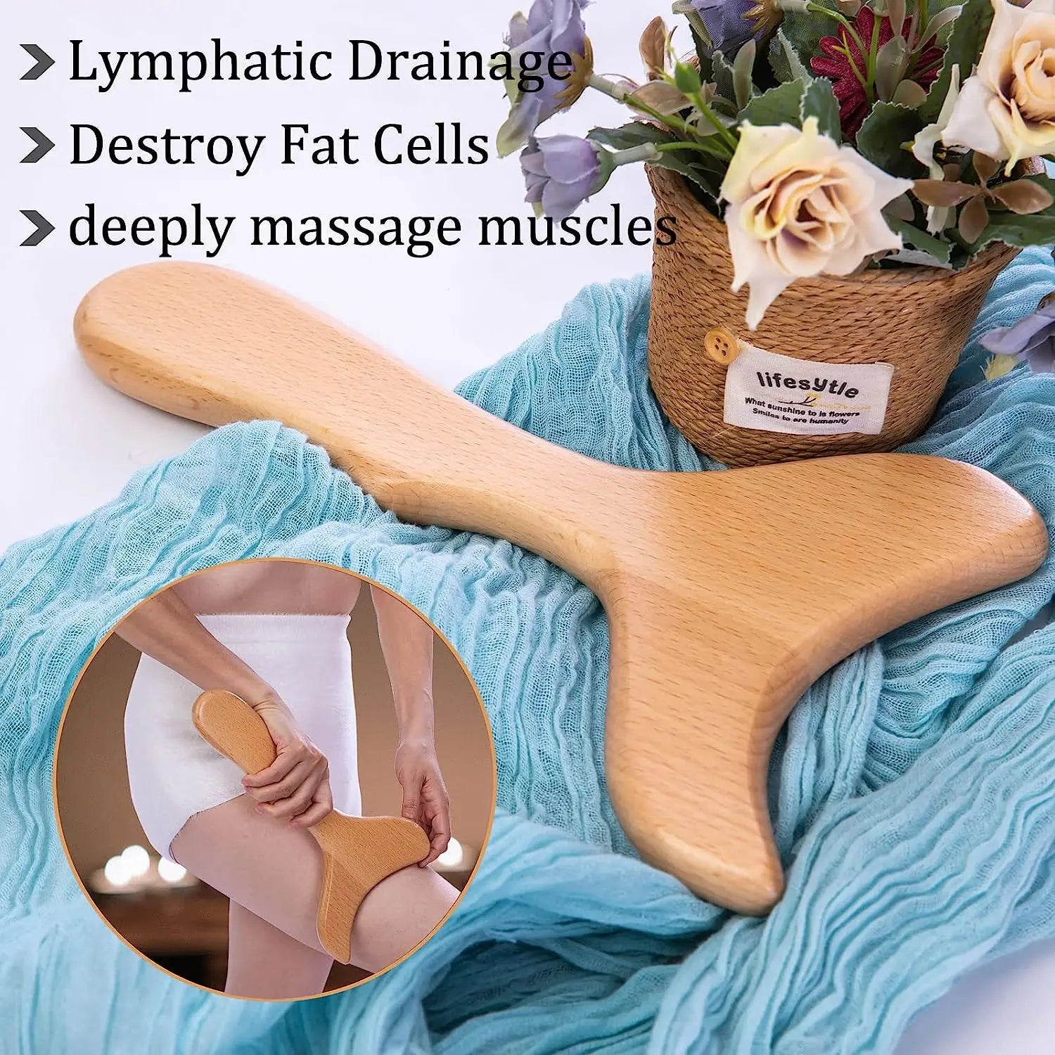 Wooden Therapy Massager Lymphatic Drainage Anti Cellulite Maderoterapia Kit - Body Contouring, Belly Waist Muscle Massage Relax