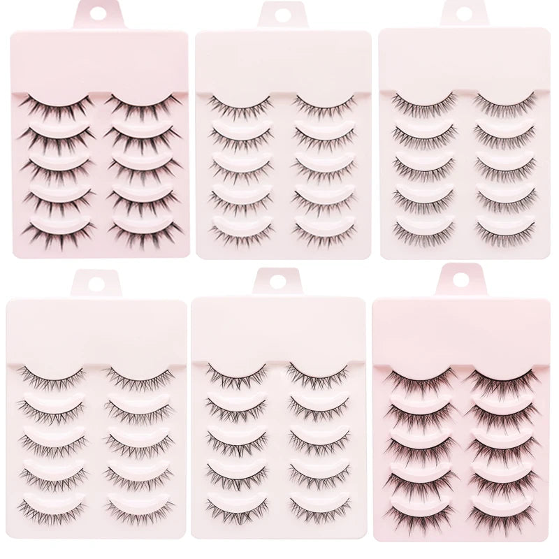 New 5 Pairs Manga Lashe Soft Natural Eyelashes Thick False Eyelashes Demon Eyelashes Daily Dating Makeup Eyelashes Lashes Wispy