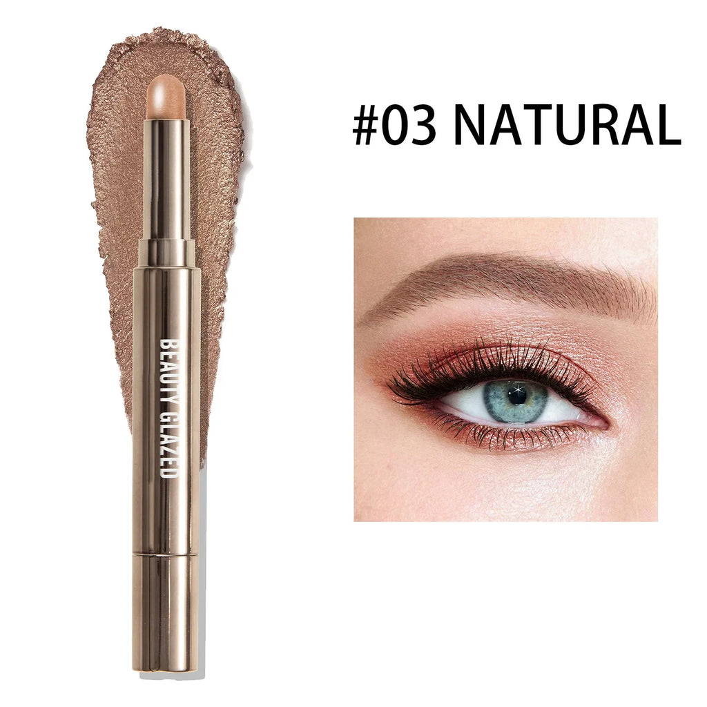 10 Color Double Ended Eye Shadow Stick With Sponge Brush Pearlescent Lasting Eyeshadow Pen Contouring Portable Makeup Cosmetics