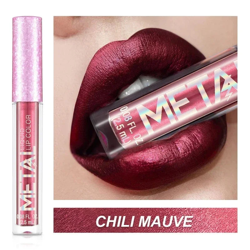 Waterproof Pearl Matte Lipstick Long Lasting Non-Stick Cup Lip Glaze Shimmer Glitter Metallic Lip Gloss Lips Makeup Cosmetics