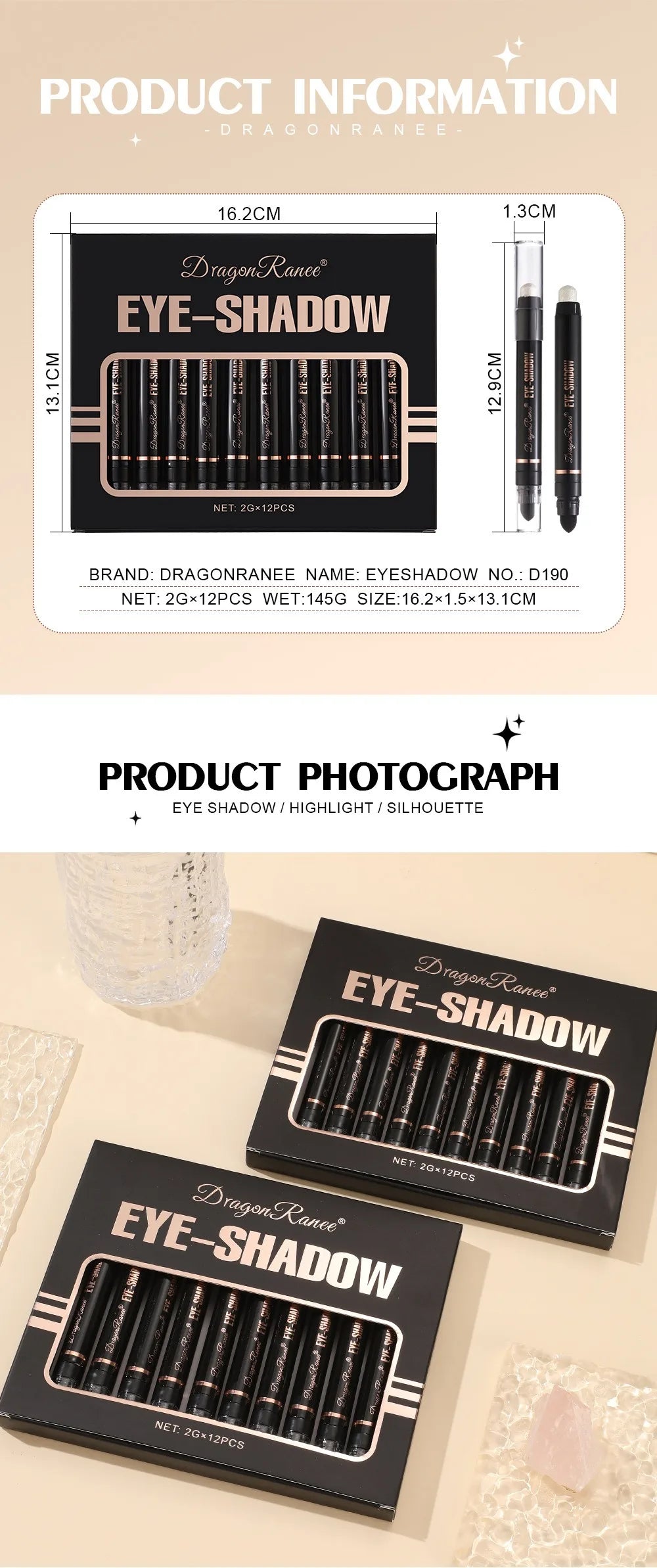 12-color Double Tip Eyeshadow Pen Set Metallic High Gloss Smudger Brighten Eye Makeup Pencil Shining Brown Eye Shadow Cosmetics