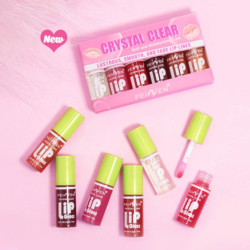 6pcs Moisturizing Min Plump Lips Lipgloss Transparent Lip Oil Sexy Lip Cosmetics For Make Up Liquid Lipstick Lips Cosmetics Gift