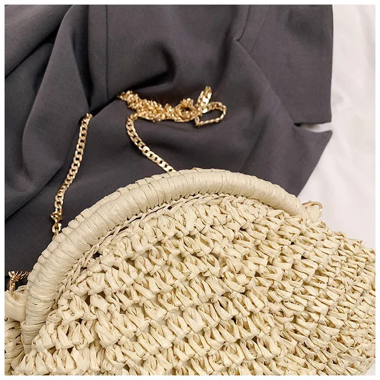 2025 Summer New Straw Weaving Crossbody Bag Fashionable and Casual Shell bag Women's Shoulder Bags with Excellent Texture bolsas