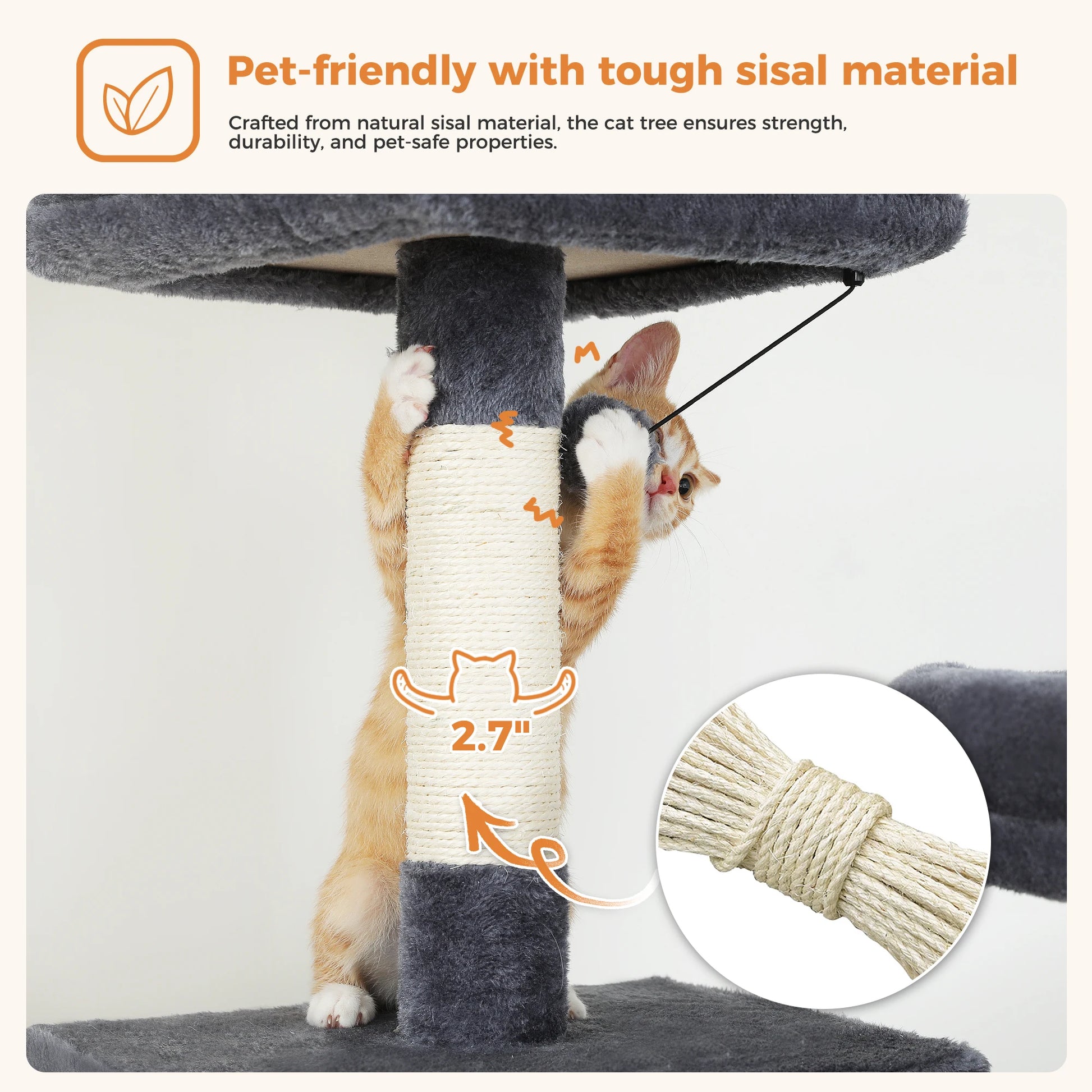 Multi-Level Cat Tree with Scratching Posts, Cozy Condo, Hammock, Large Cat Tower for Indoor Cats, Cat Scratching Board, Cat Toys