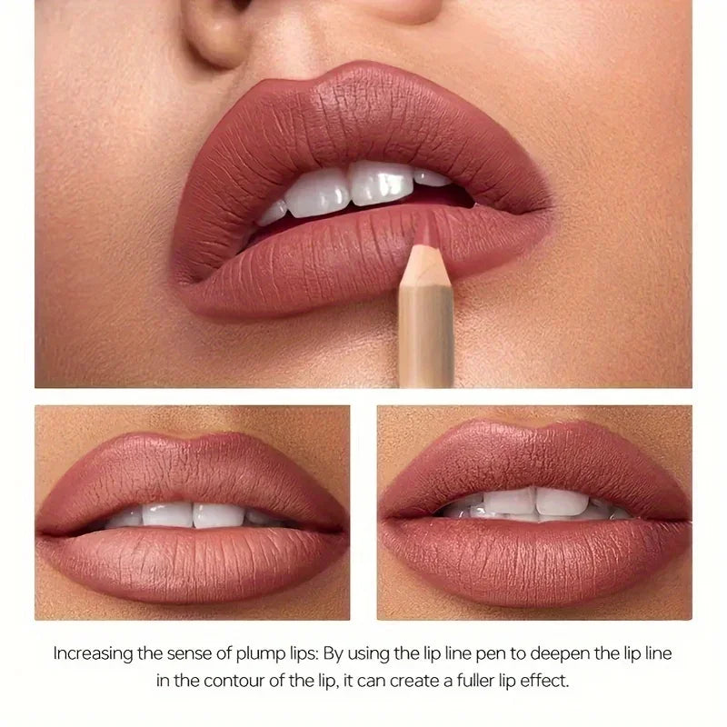 12Pcs/Set Nude Lip Liner Makeup Set - Natural and Long Lasting Waterproof Matte Lipliner Pen  Lip Liner for Everyday Makeup