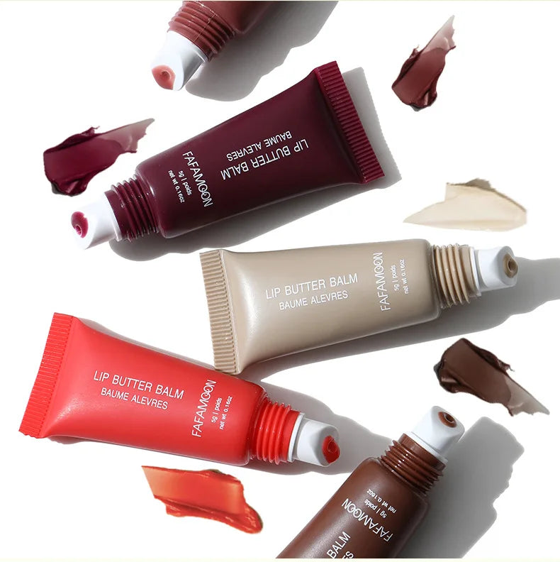 FAFAMON 4 Color Doodle Lip Butter Mirror Nourishing Lip Glaze Set Multicolor Plumping Lip Oil Moisturizing Glass Lip Oil Set