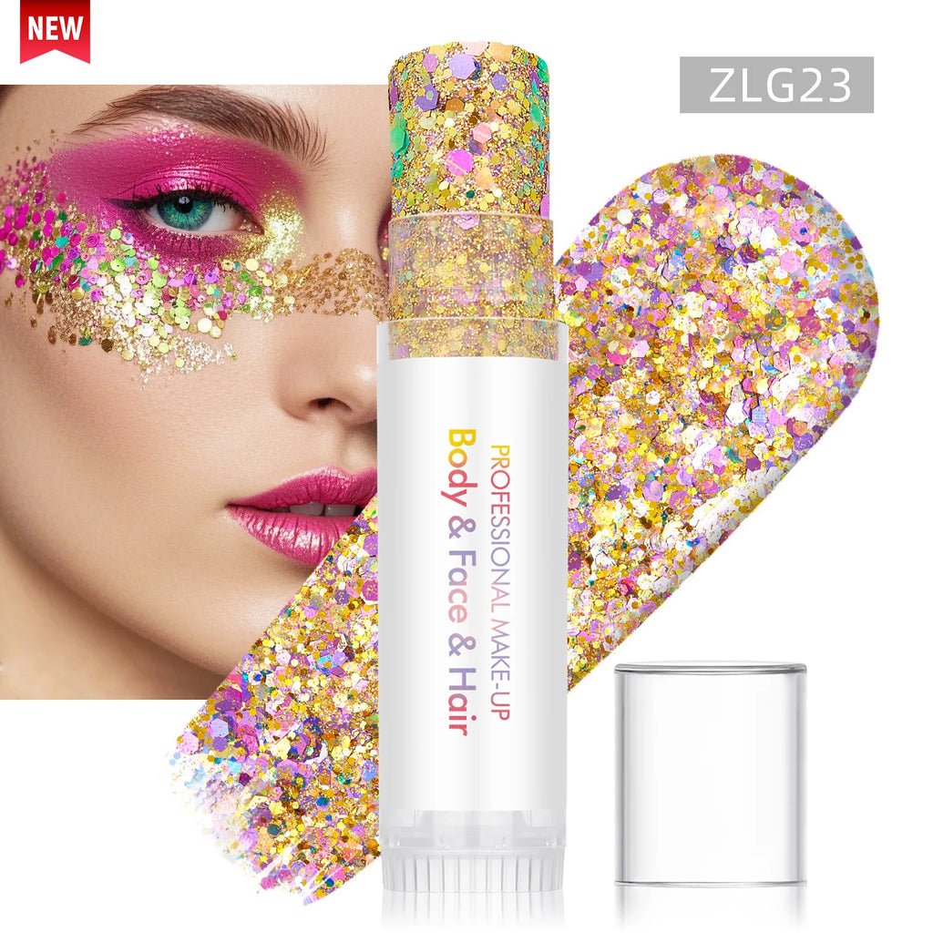 New Body Glitter Stick Face Painting Sequins Gel Mermaid Chunky Glitter Glue for Carnival Hair Body Eye shadow Makeup