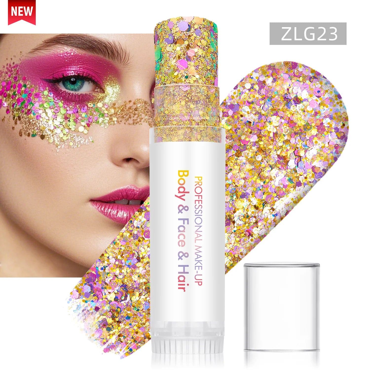 New Body Glitter Stick Face Painting Sequins Gel Mermaid Chunky Glitter Glue for Carnival Hair Body Eye shadow Makeup