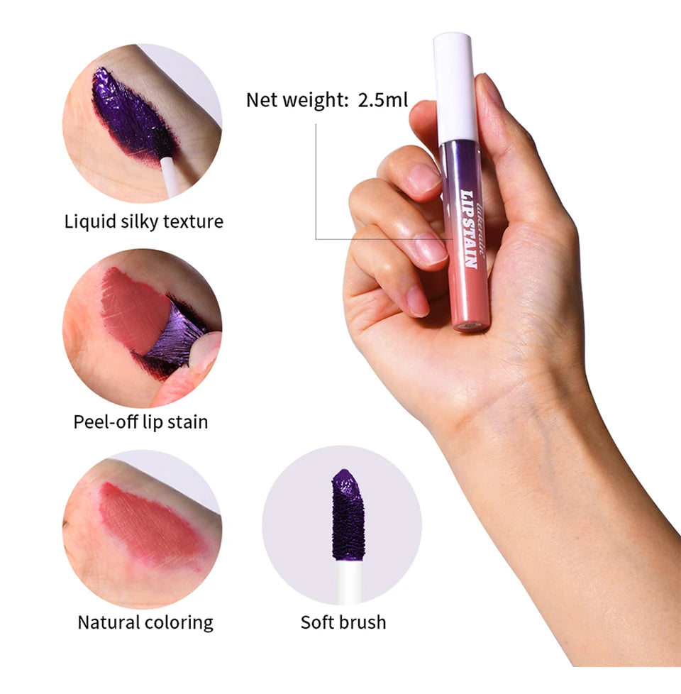 3 Colors Waterproof Peel-off Liquid Lipstick Lasting Moisturizer Lip Gloss No Fading Sexy Lip Gloss Tattoo Dyed Lip Cosmetics