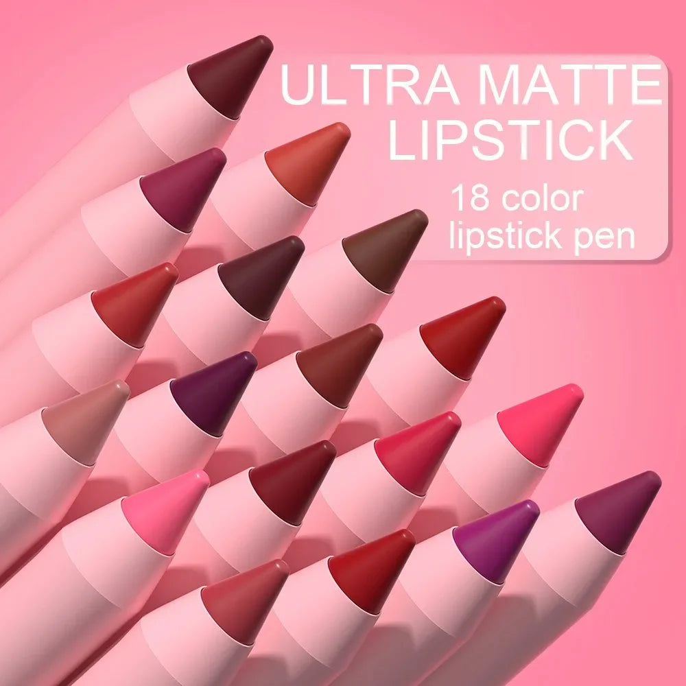 Sexy Dark Red Brown Lipstick Pencil Matte 18 Colors Lip Liner Crayons Rich Full Color Lip Tint Silky Natural Creamy Texture Pen
