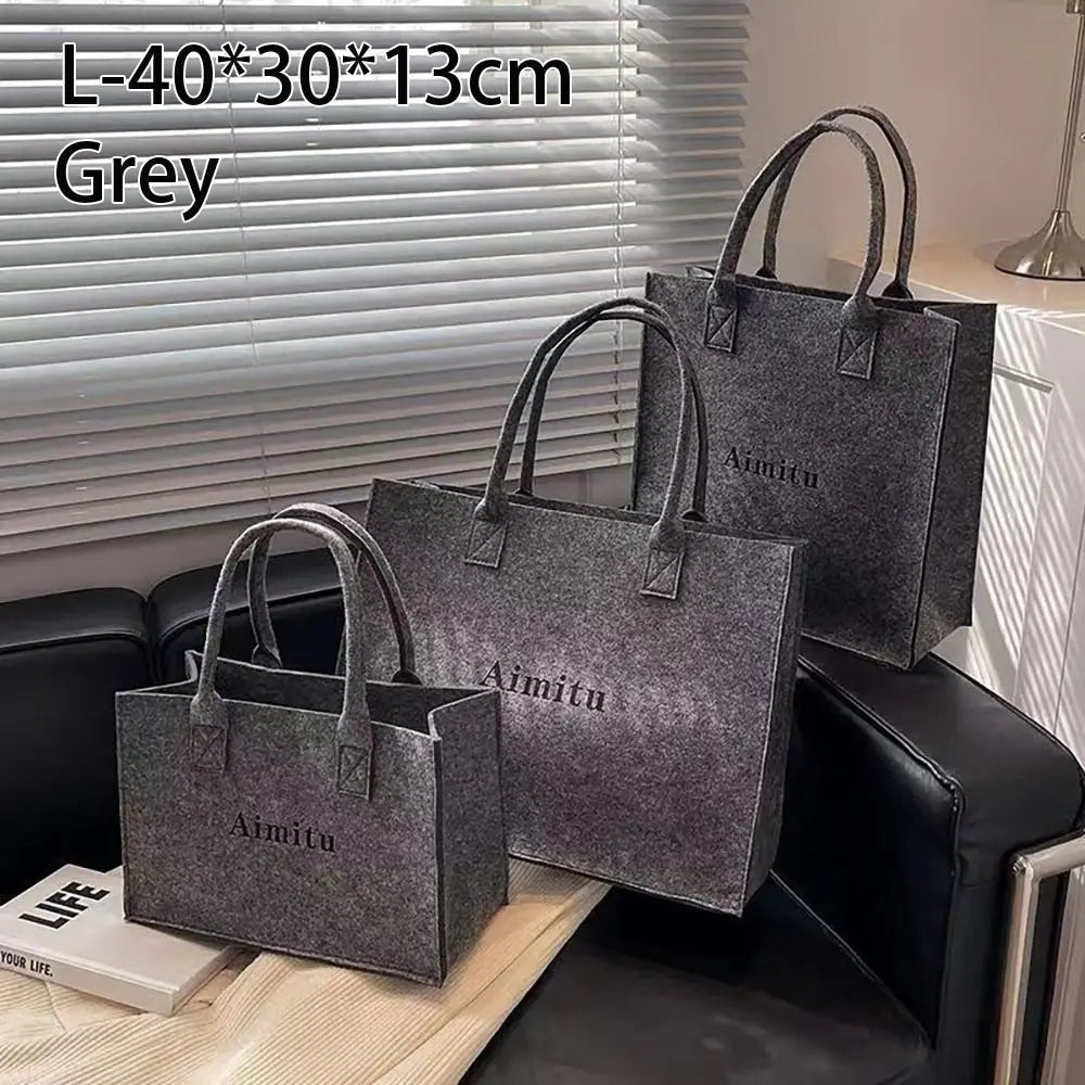 S/M/L Women Korean Simple Felt Shoulder Bag Fashion Solid Color Messenger Bag Handbag Large Capacity Travel Casual Crossbody Bag