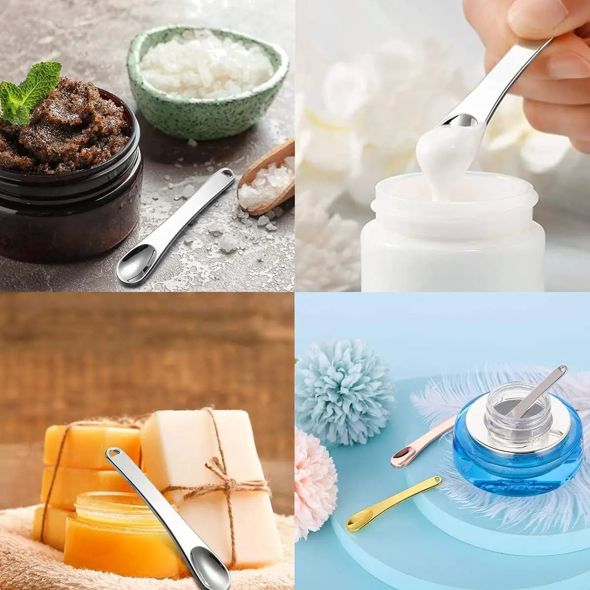 1Pcs Metal Makeup Spatula Mini Spoon Eye Cream Massage Sticks Beauty Scoop for Facial Cosmetic Face Cream Reduce Eye Wrinkles