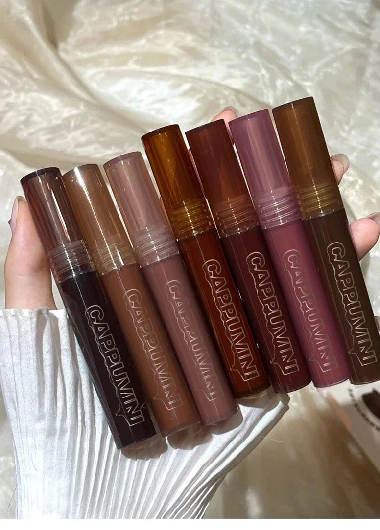 Punk Dark Brown Mirror Water Lip Gloss Red Lip Glaze Transparent Glass Lip Oil Waterproof Liquid Lipstick Clear Tint Makeup New
