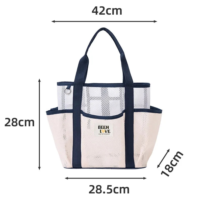 Gym Bag Beach Bag Fashions Transparent Waterproof Multi-Pocket Tote Swimming Mesh Bags High Volume Beach Organiser Travel Swim