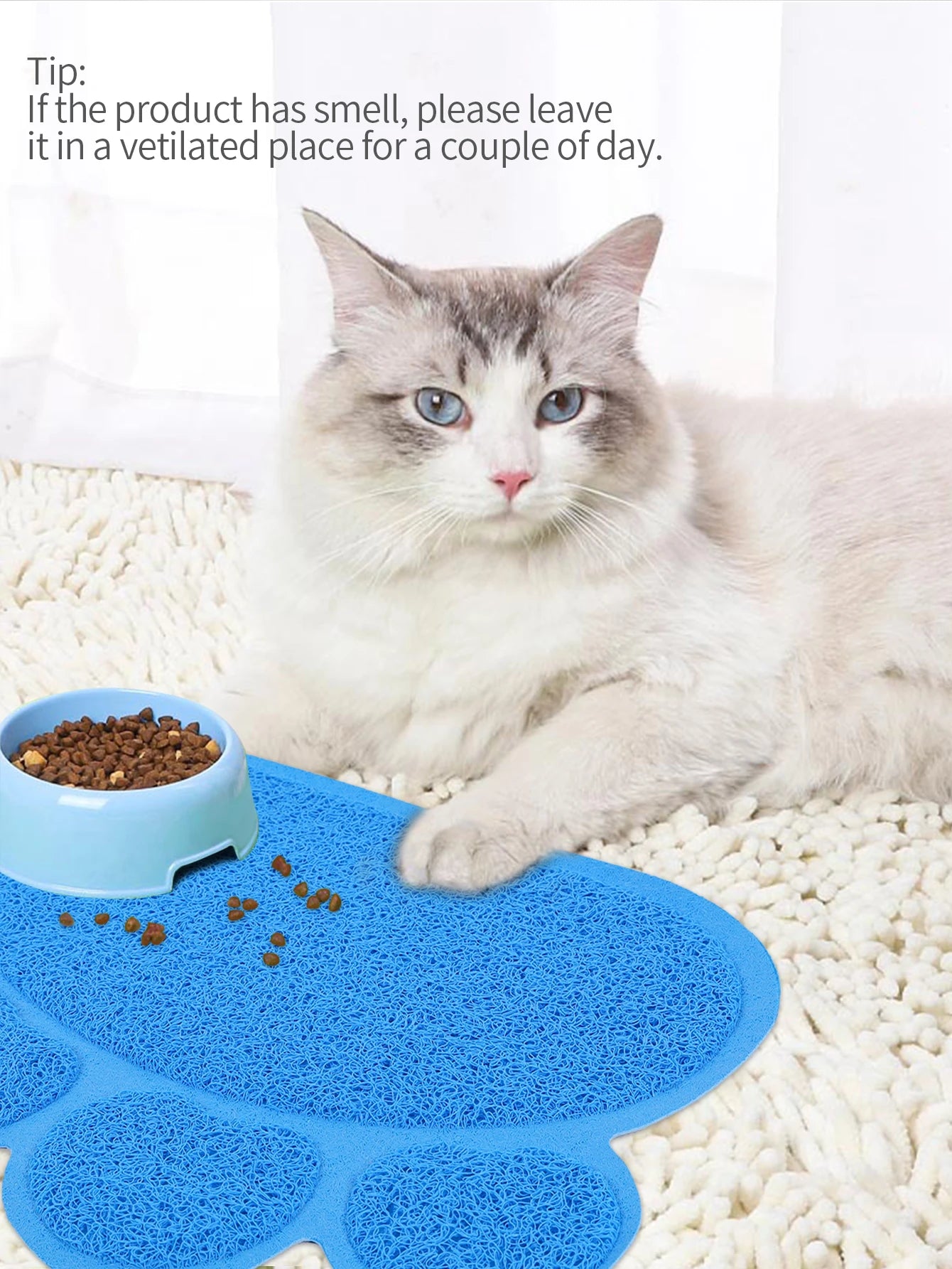 A cat claw shape waterproof pet cat and dog feeding mat, non-slip cat food mat, dog water bowl mat for indoor use