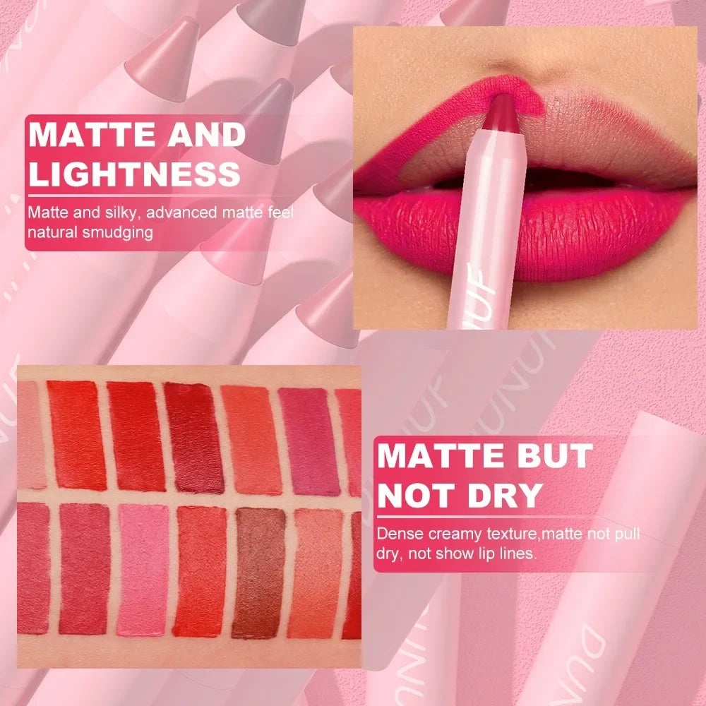 Sexy Dark Red Brown Lipstick Pencil Matte 18 Colors Lip Liner Crayons Rich Full Color Lip Tint Silky Natural Creamy Texture Pen