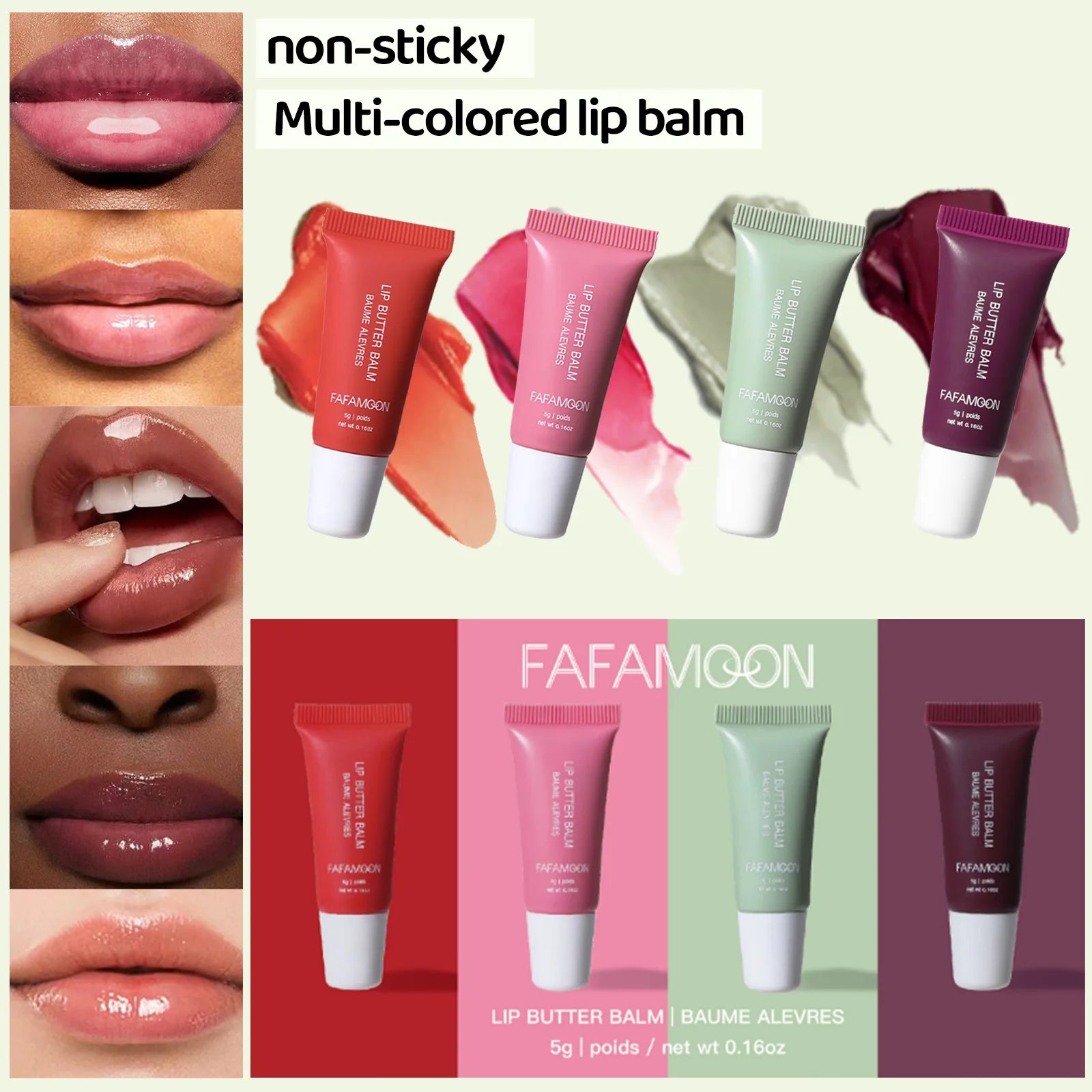 FAFAMON 4 Color Doodle Lip Butter Mirror Nourishing Lip Glaze Set Multicolor Plumping Lip Oil Moisturizing Glass Lip Oil Set