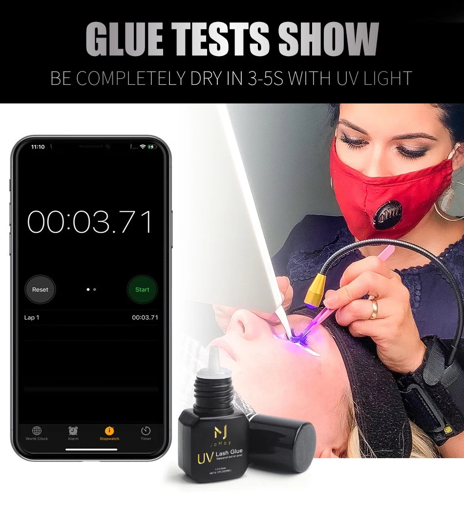 JOMAY 1 Second UV Glue Fast Drying Strong False Eyelash Extension Glue Adhesive Retention 90days Low Smell Mink Eyelash UV Glue