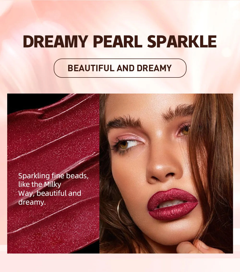 Diamond Shimmer Waterproof Lipgloss 10 Colors Liquid Lipstick Glitter Shiny Pearl Glaze Long Lasting Lip Tint Women Makeup
