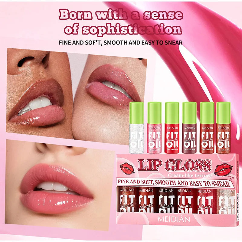 Lip Gloss Kit (6 Colors),Mirror Finish Water Shine Lipstick Set,Long-Lasting Moisturizing Lightweight Lipgloss,Non-sticky Makeup