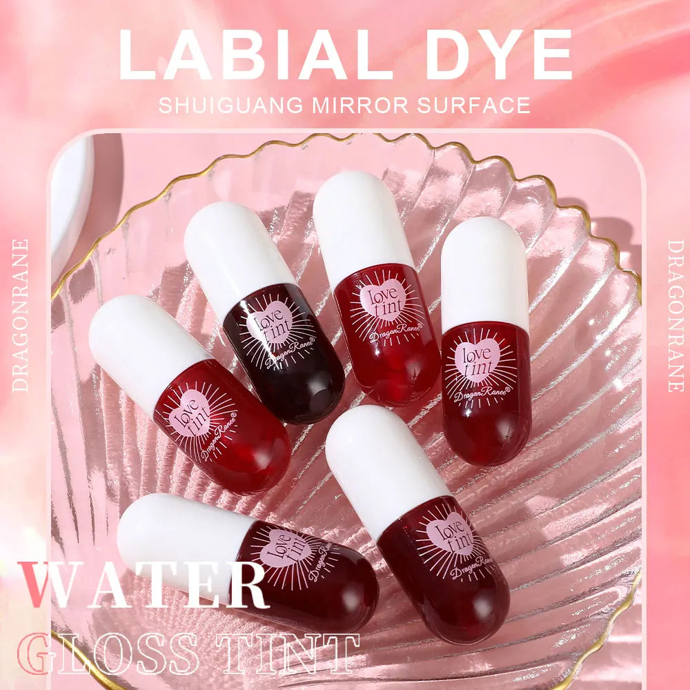 Mirror Lipstick, Water-Dyed Lip Liquid, Lip Glaze, Water-Glossy Mirror Glass Lipstick, Long-Lasting, Not Easy to Stick to the Cup, Lip Glaze, Light and Compact Lip Glaze