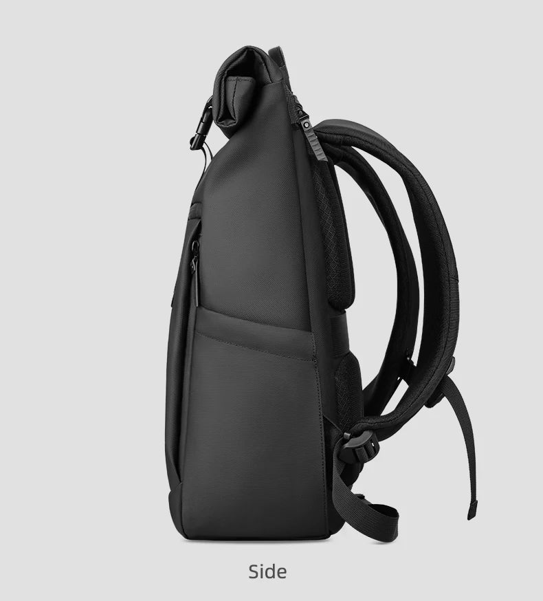 HK Business Roll Top Men's Backpack Large Capacity 15.6 Inch Laptop Bag Waterproof Hiking Travel Backpack Expandable School Bags