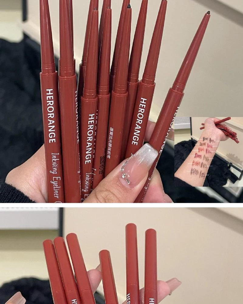 Matte Brighten Lying silkworm Eyeliner Gel Pen Waterproof Quick Drying Pink Brown Ultra fine Eye Shadow Pen Not-Smudge Makeup