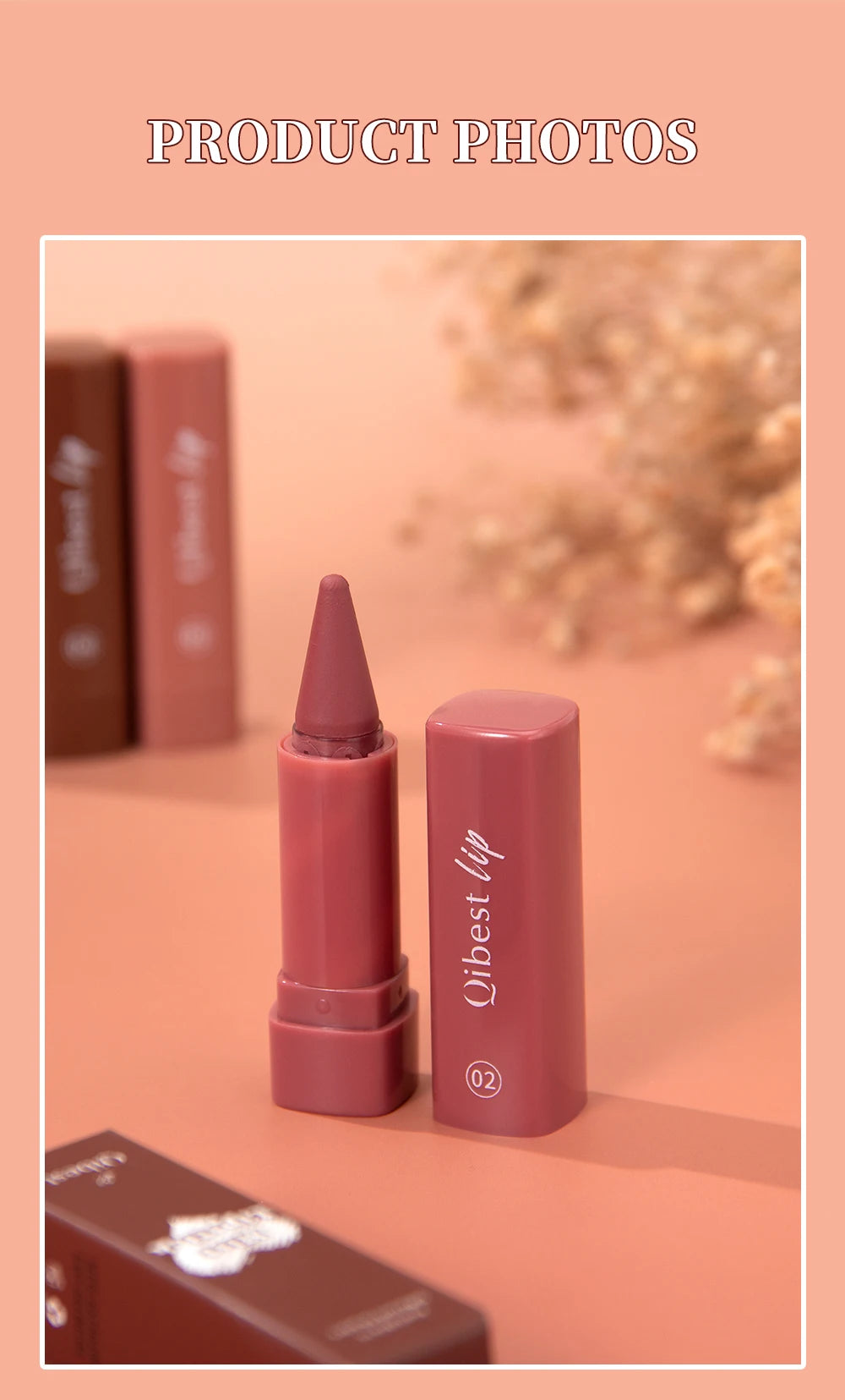 QIBEST 6 Color Matte Lipliner Lipstick Waterproof Lip Stain Lipstick Natural Nude Pink Lip Liner Outline Lips Contour Makeup