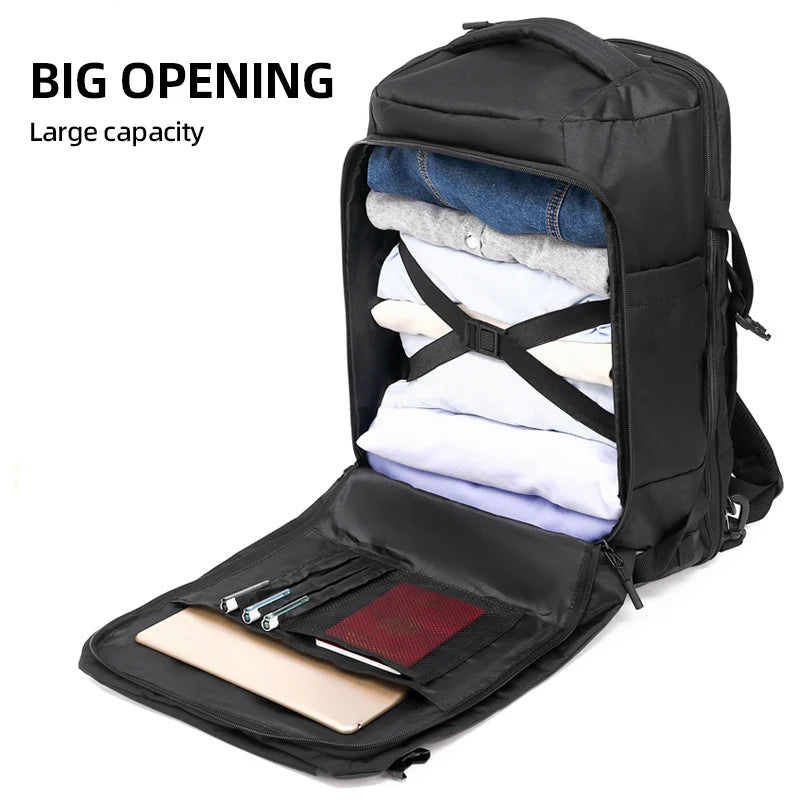 Travel Duffel Bags Expandable Business Backpacks Laptop Bag Large Luggage Rucksack Waterproof Weekender Pack with Shoe Pocket