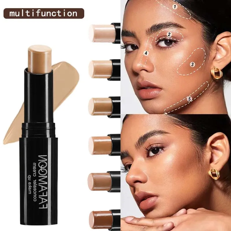 6 Color Face Concealer Contouring Stick Face Bronzer Beauty Contour Makeup Base Foundation Cream Matte High Coverage Cosmetics