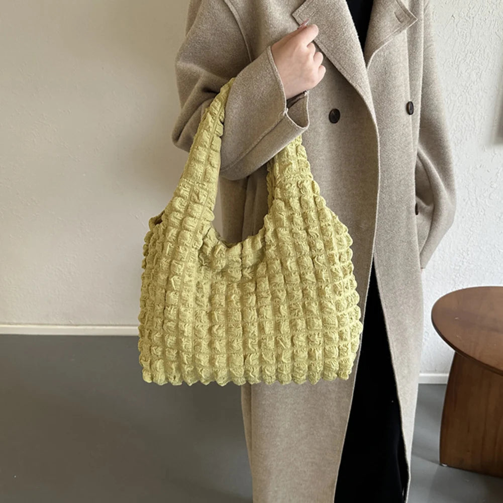 Elegant Handbag Pleated Cloud Bag Female Candy Color Large Capacity Shoulder Bag Handbags Shopping Girls Pouch Tote Bolsas