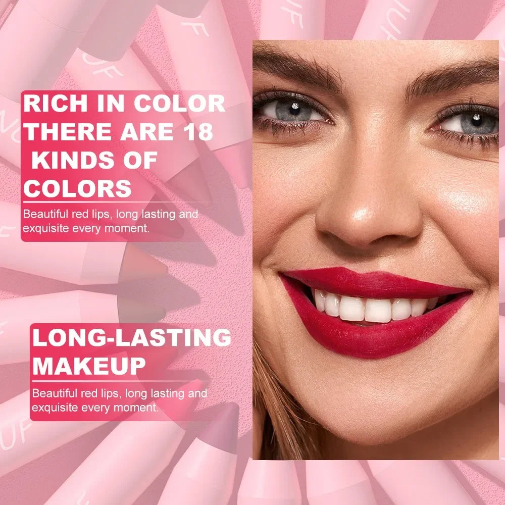 Sexy Dark Red Brown Lipstick Pencil Matte 18 Colors Lip Liner Crayons Rich Full Color Lip Tint Silky Natural Creamy Texture Pen