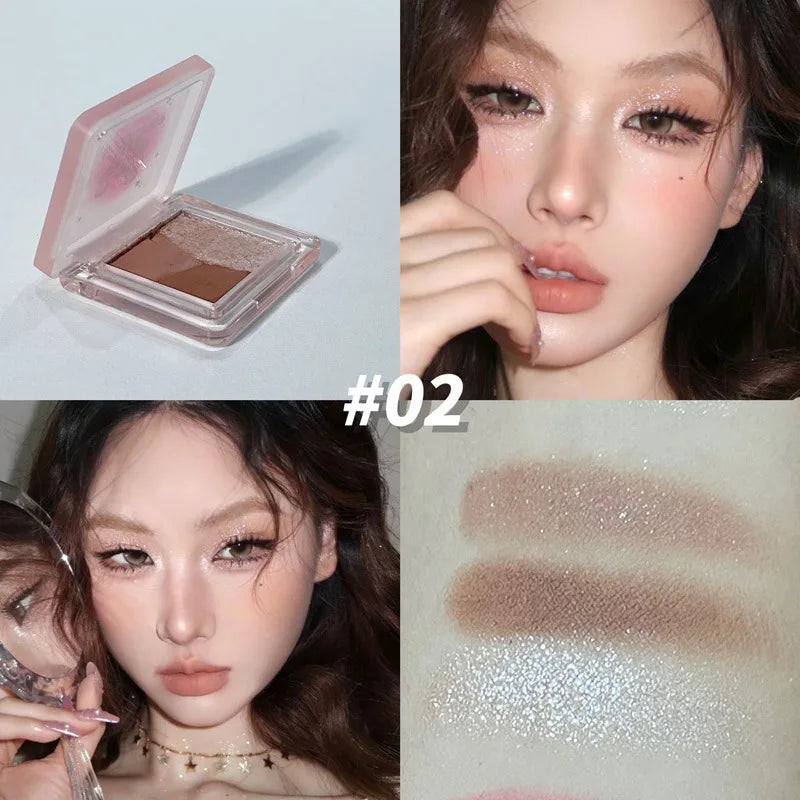 Mini 3-Color Earth Brown Eyeshadow Palette Pearly Matte Grey Glitter Eye Shadow Shiny Shimmer Eye Pigment High Gloss Makeup