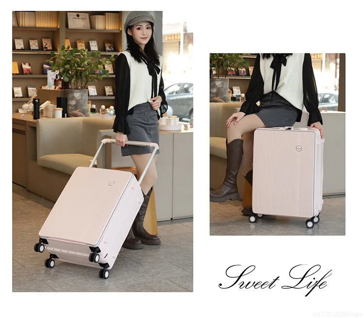 20/24 Inch Front Opening Travel Bags 1:9 Wide Pull Rod in The Deep Warehouse Rolling Luggage Case Travel Suitcases with Wheels