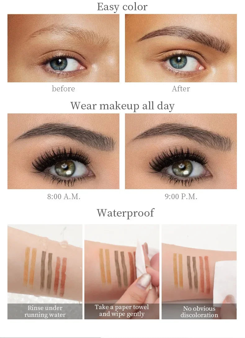 Eyebrow Pen 4 Forks Tip Eyebrow Tattoo Pencil Long Lasting Quick Drying Ultra-fine Sweat-Proof Dark Brown Makeup