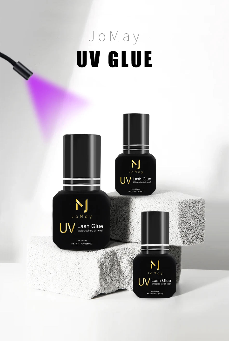 JOMAY 1 Second UV Glue Fast Drying Strong False Eyelash Extension Glue Adhesive Retention 90days Low Smell Mink Eyelash UV Glue