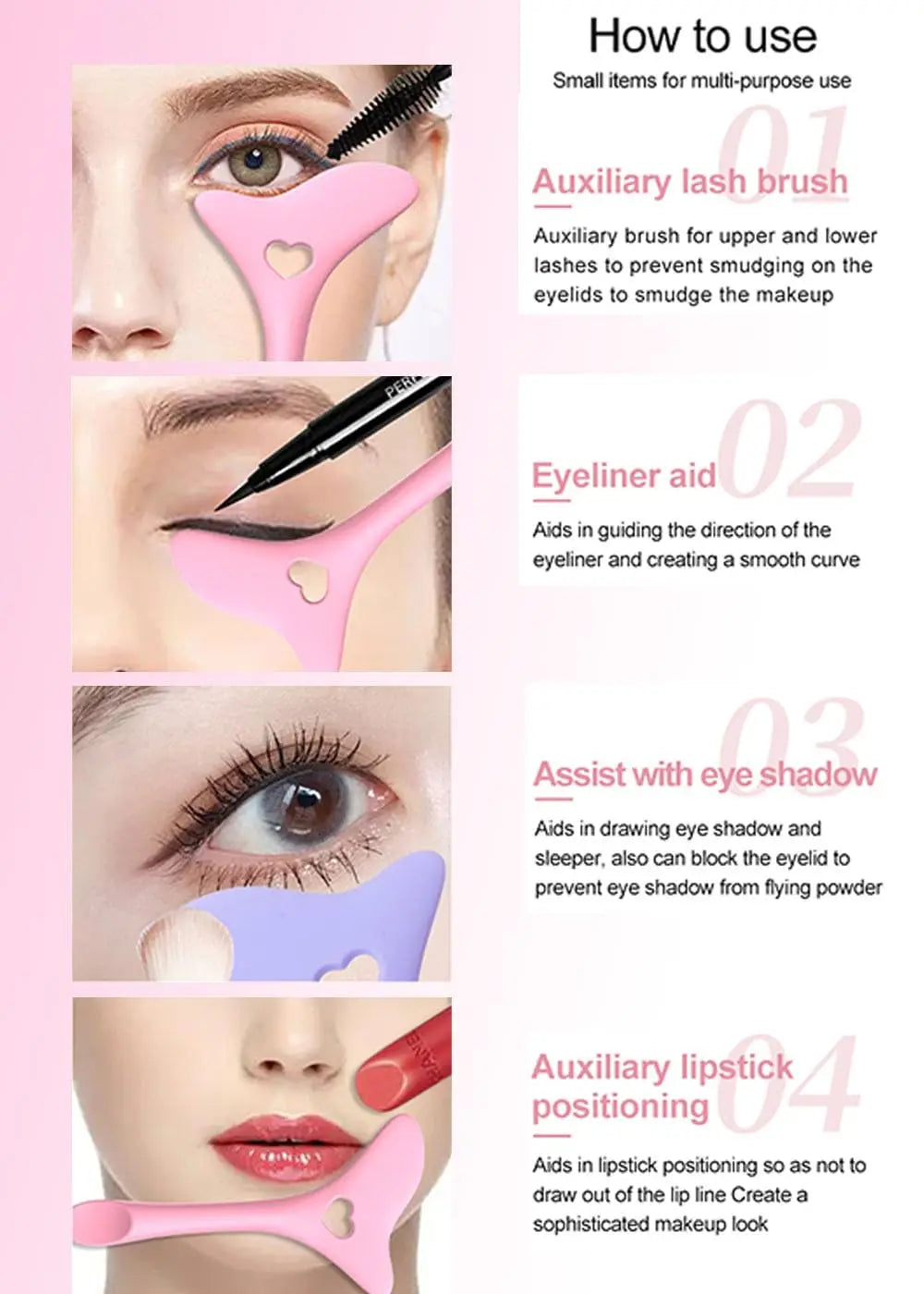 2Pcs Set Multifunctional Eye Makeup Tool Silicone Beauty Ruler Eyeshadow Highlight Lipstick Eyeliner Aid Tool Set