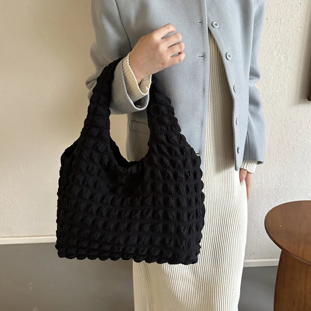 Elegant Handbag Pleated Cloud Bag Female Candy Color Large Capacity Shoulder Bag Handbags Shopping Girls Pouch Tote Bolsas