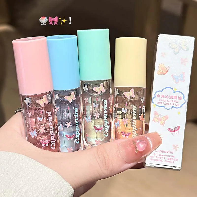 Moisturizing Water Light Lip Gloss Shimmer Transparent Jelly Mirror Lip Glaze Crystal Clear Hydrating Plumping Lip Gloss Makeup