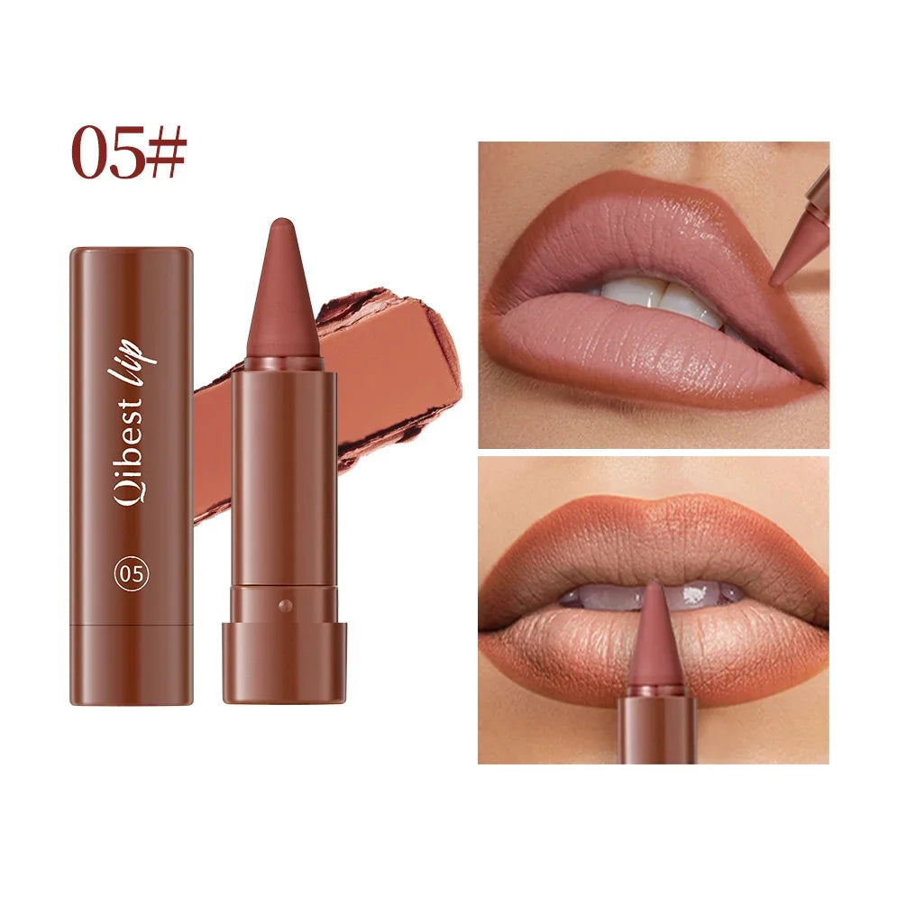 QIBEST 6 Color Matte Lipliner Lipstick Waterproof Lip Stain Lipstick Natural Nude Pink Lip Liner Outline Lips Contour Makeup