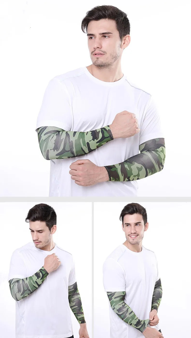 Arm Sleeves Ice Fabric Breathable Quick Dry Running Sportswear Sun UV Protection Long Arm Cover Cycling Arm Sleeves