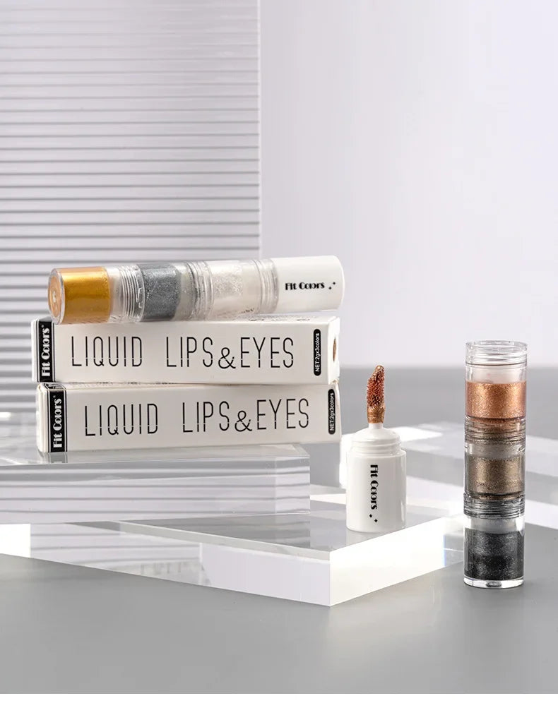 Fit Colors 3 Sections Smoky Eye Water Eyeshadow Diamond Liquid Pearl Shimmer Eye Shadow Liquid Lip Dye