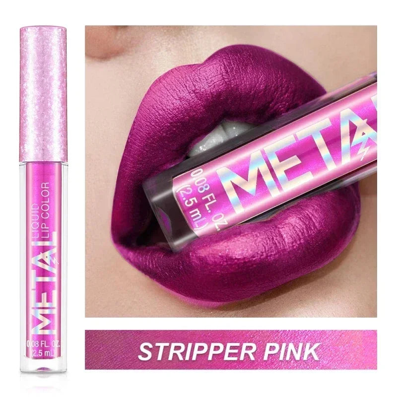 Waterproof Pearl Matte Lipstick Long Lasting Non-Stick Cup Lip Glaze Shimmer Glitter Metallic Lip Gloss Lips Makeup Cosmetics