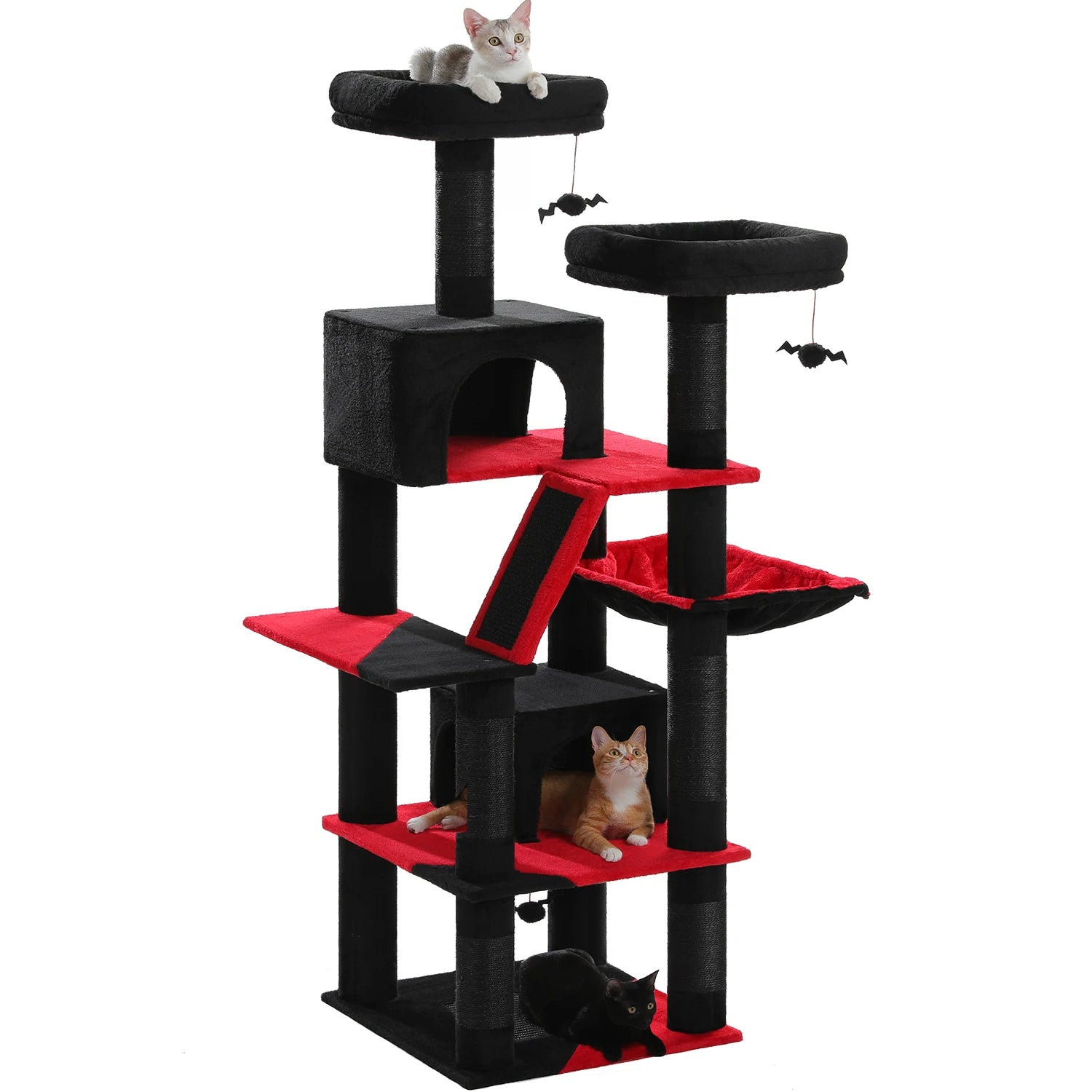 Multi-Level Cat Tree with Scratching Posts, Cozy Condo, Hammock, Large Cat Tower for Indoor Cats, Cat Scratching Board, Cat Toys