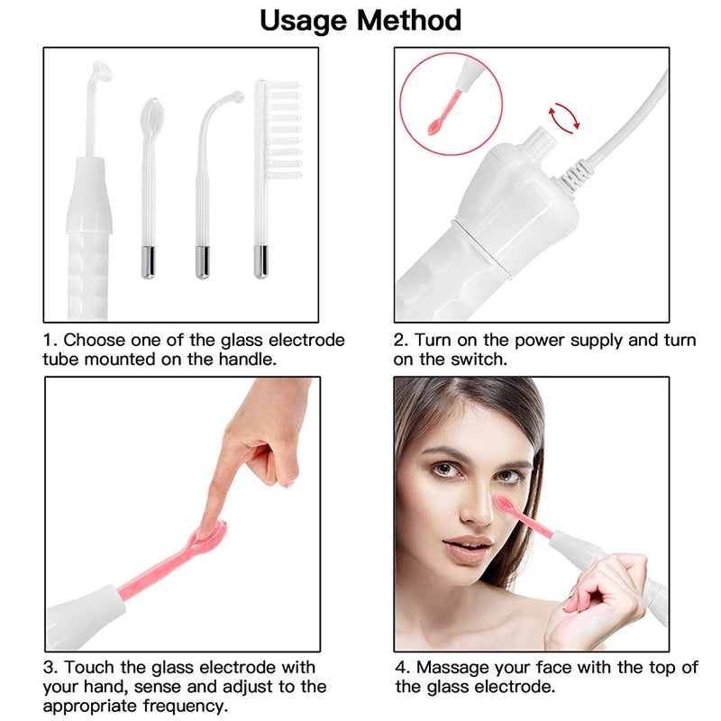New Orange High Frequency Facial Machine Electrotherapy Wand Neon Argon Tubes Wands Device Face Skin Care  Beauty Tools Home Use