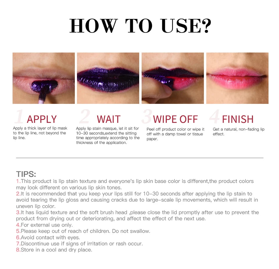 3 Colors Waterproof Peel-off Liquid Lipstick Lasting Moisturizer Lip Gloss No Fading Sexy Lip Gloss Tattoo Dyed Lip Cosmetics