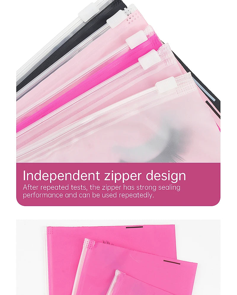 10pcs Eyelash Aftercare Bags With Zipper Toiletry Makeup Pouch Cosmetic Travel Beauty Tool Packaging Lash Extension Supplies