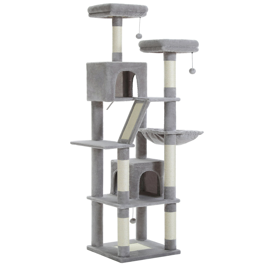 Multi-Level Cat Tree with Scratching Posts, Cozy Condo, Hammock, Large Cat Tower for Indoor Cats, Cat Scratching Board, Cat Toys