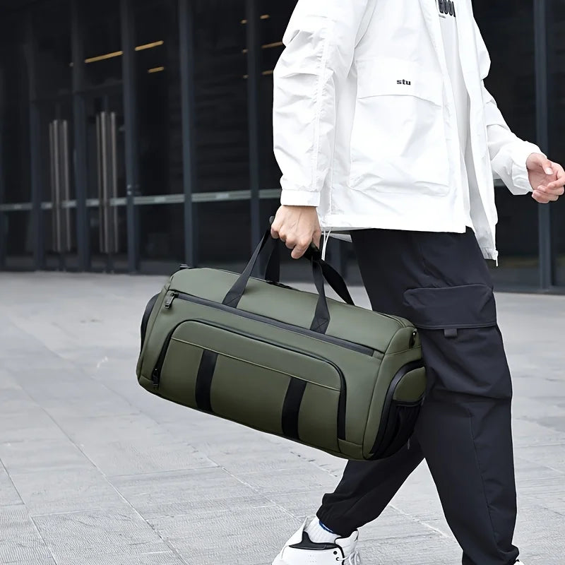 Large capacity men's sports crossbody bag, suitable for gym, travel, and outdoor activities - available in gray/green/black