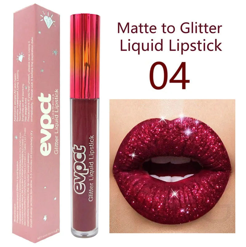 15 Color Glitter Liquid Lipsticks Shimmer Shiny Lipgloss Pearlescent Lip Tint Waterproof Long Lasting Matte Diamond Lips Glaze